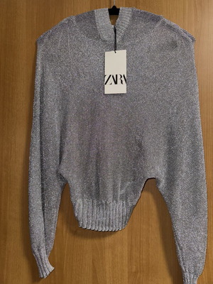 Zara silver blouse with hood, size S