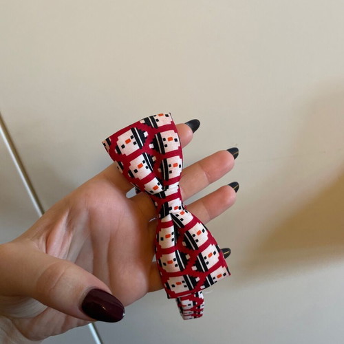 H&M digital snowman bow tie red and white new