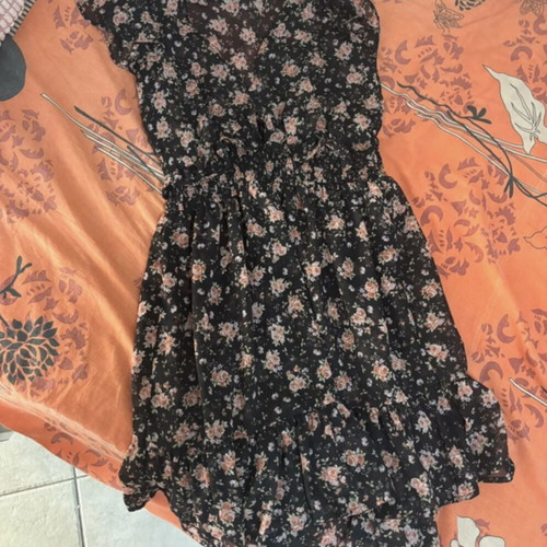 Stradivarius floral dress used, size S, black