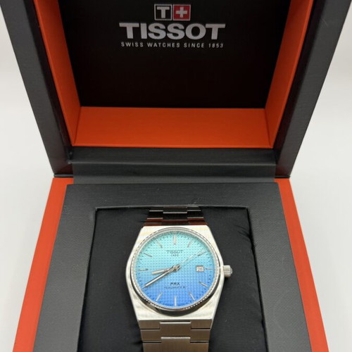 Tissot PRX Powermatic 80 watch, sky blue gradient
