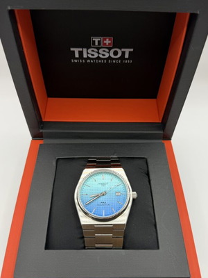 Tissot PRX Powermatic 80 watch, sky blue gradient