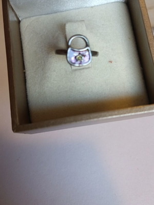 Children's metal ring used, purple and silver