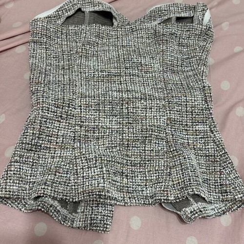 Shein strapless top vest with gold buttons, grey