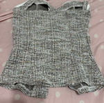 Shein strapless top vest with gold buttons, grey