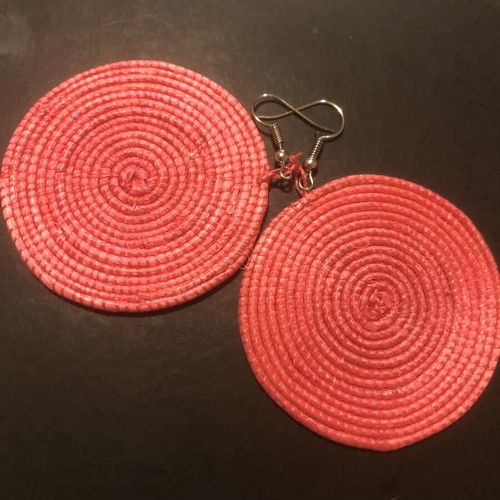 Ethnic boho coral color handmade earrings