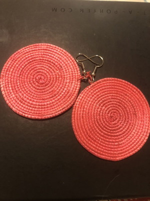 Ethnic boho coral color handmade earrings
