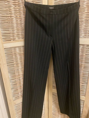 Polyester pants black with thin white stripe straight fit like new