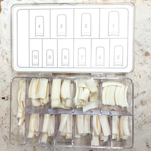 Peggy Sage case Professional nail tips square French shape, 250 pcs, white