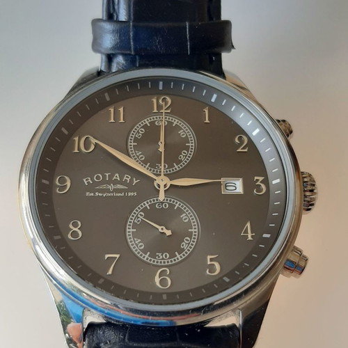 Rotary wristwatch men ultra slim new, leather strap