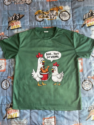 Πράσινο παιδικό t-shirt με χιουμοριστικό σχέδιο, καινούργιο, μέγεθος 164 cm