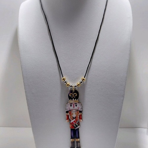 Nutcracker Christmas necklace with stainless steel beads