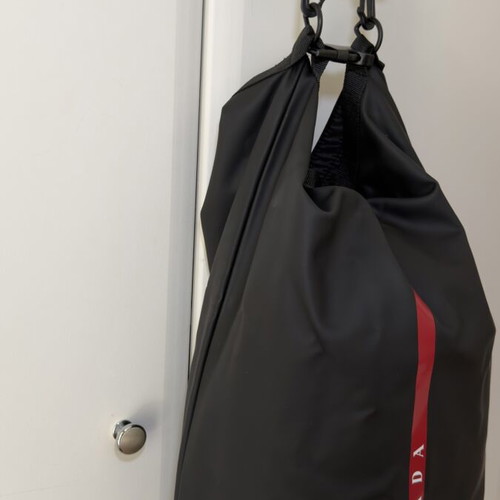 Prada Luna Rossa bag new, black with red stripe, waterproof backpack