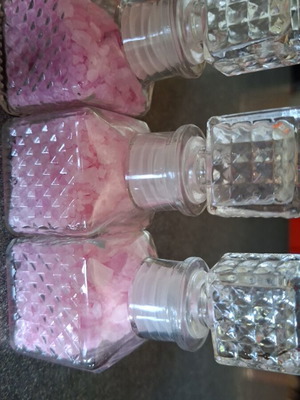 Glass jars with bath salts like new, pack of 3