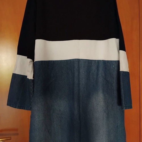 Denim dress like new, half denim and half elastic cotton, white and blue