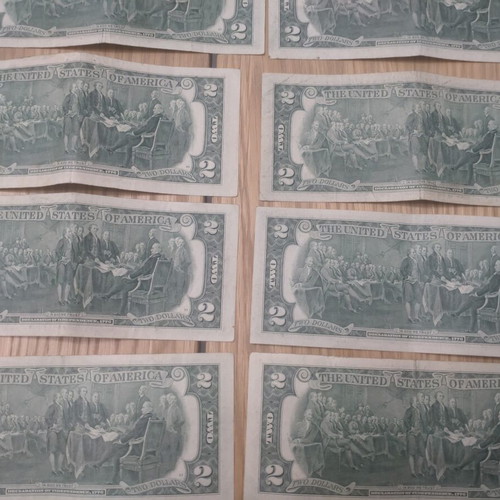 Two dollar banknotes 1976, pack of 9