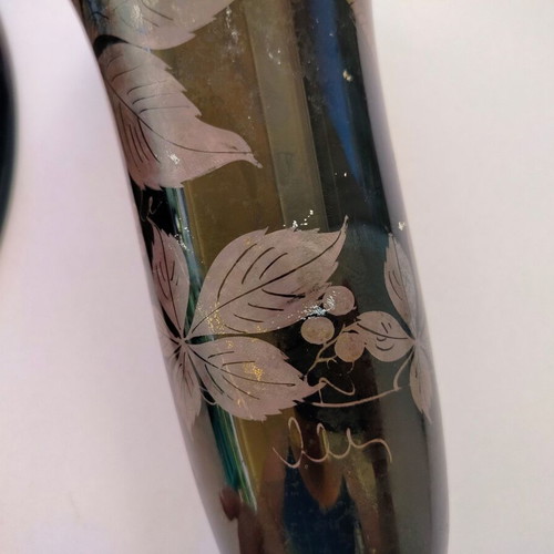 Cut glass bowl and vase used, numbered set