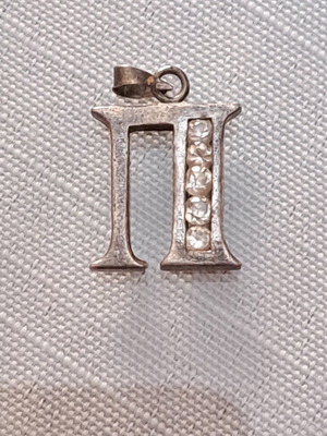 925 silver pendant letter Pi with 5 white stones