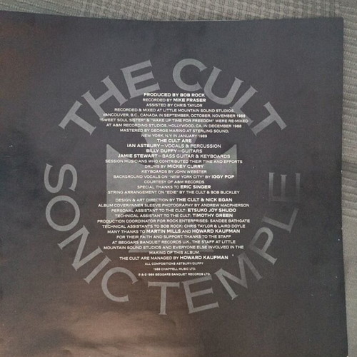 The Cult Sonic Temple vinyl like new, metal