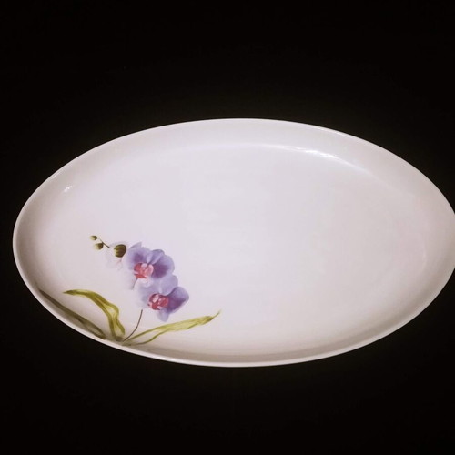 Oval serving platter like new, Ionia Greece porcelain with orchid design