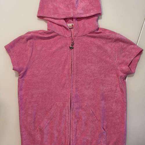 Sugarfree terry short-sleeve jacket with zipper like new, pink, size 152cm