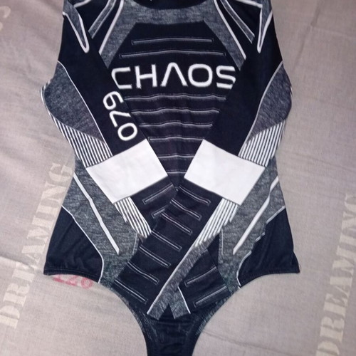 Peace And Chaos Bodysuit S/M like new, black and grey