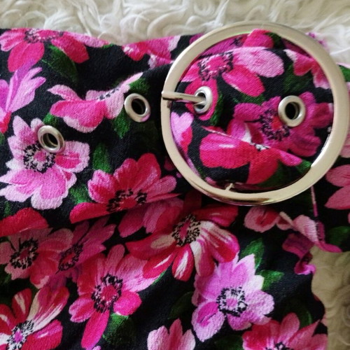 Bershka floral strapless top with silver belt new, size S