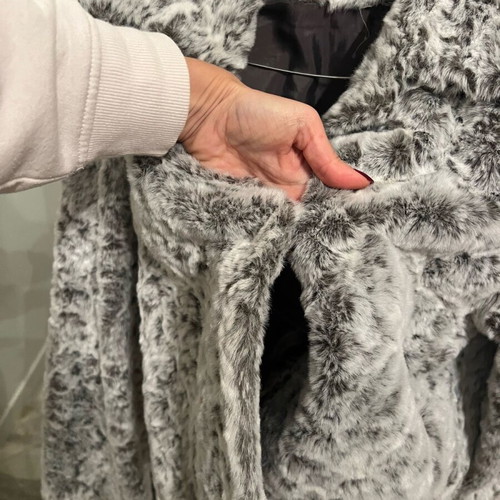 Faux fur women's coat like new, white and gray