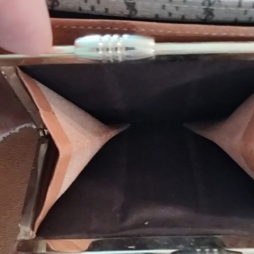 YSL vintage unisex bi fold wallet used, beige leather
