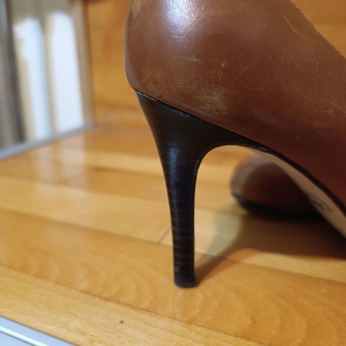 Buffalo Shoes brown high heels used, real leather size 39