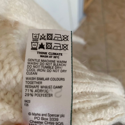 M&S knitted cardigan new, beige and white