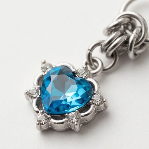 Byzantine Steel Earrings with Blue Heart Charms new