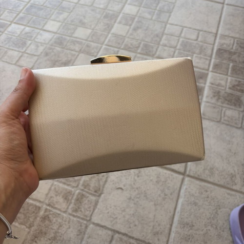 Gold evening bag used, beige and gold