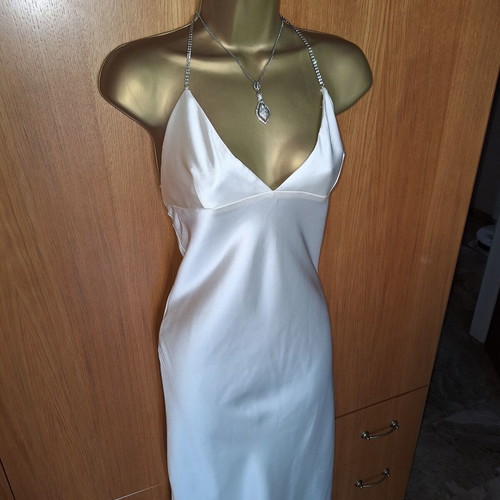 Zara Ivory Satin Diamanté Dress Size Medium New With Tags