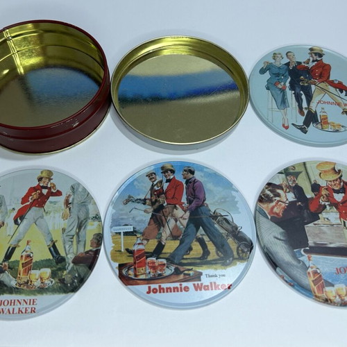 Johnnie Walker Whiskey coasters used, set of 4 pieces