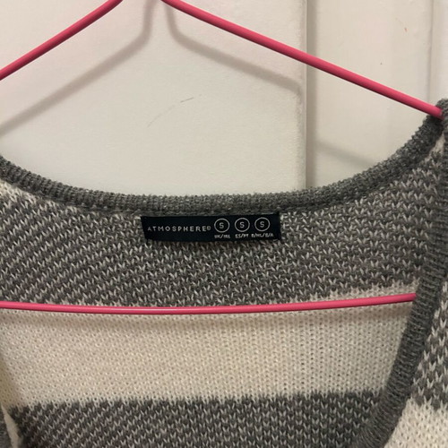 Striped cardigan used, white and gray, size S