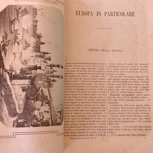 Βιβλίο γεωγραφικός άτλας 1863 μεταχειρισμένο, ιταλική γλώσσα, 1086 σελίδες