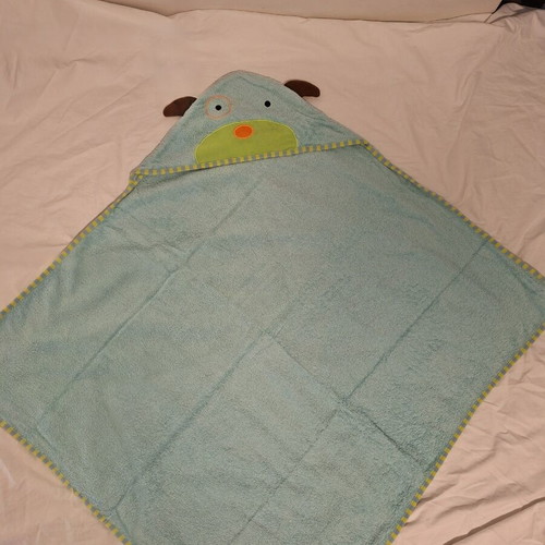 Skip Hop Zoo Hooded Towel used, cotton, dog design, 80x80 cm