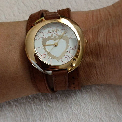 Loisir women's waterproof wristwatch like new, brown leather wrap strap