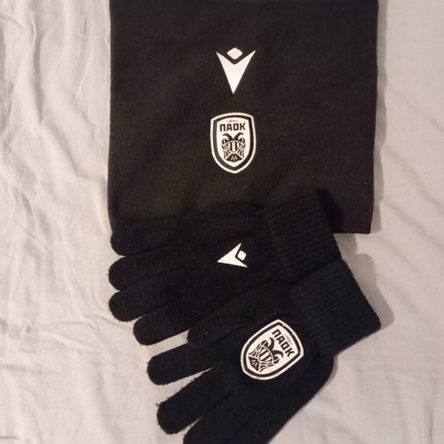 Paok scarf and gloves Macron like new, black