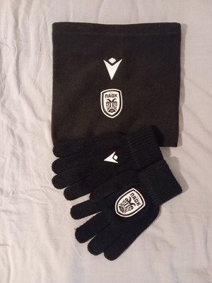 Paok scarf and gloves Macron like new, black