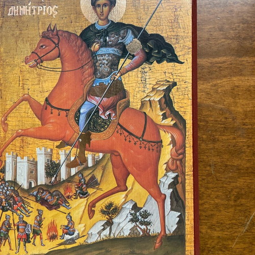 Εικόνα Αγίου Δημητρίου ξύλινη χειροποίητη με χρυσές λεπτομέρειες άριστη κατάσταση