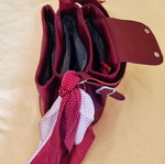 Red shoulder bag like new with silk scarf
