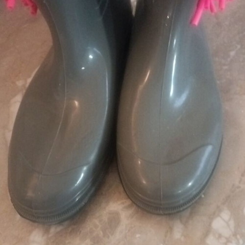 Handmade plastic galoshes used, size 38, gray and pink