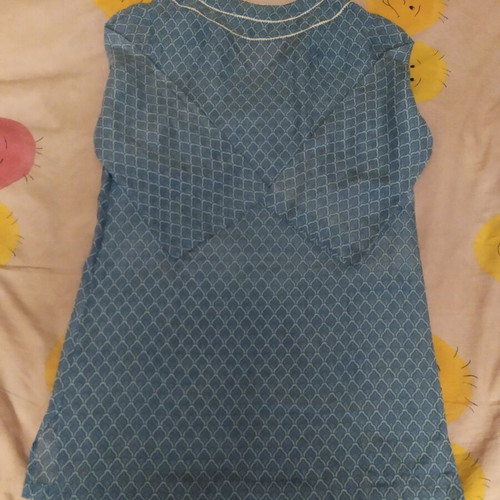 Lola tunic No S, silk voile fabric, white and blue