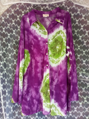 Freemoda Vintage Rave Mesh Shirt like new, green and purple, size XL-XXXL