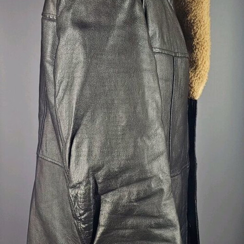 Men's mouton parka like new, black with beige fur lining