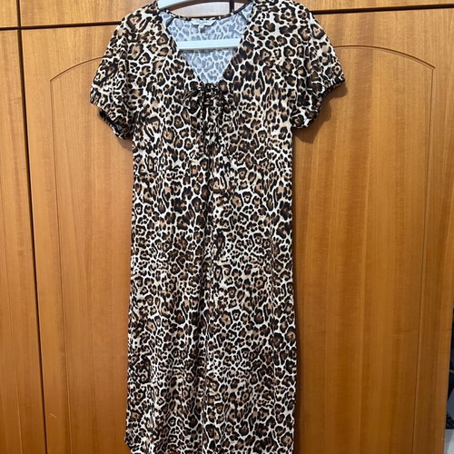 Leopard dress like new, size 42/44, brown