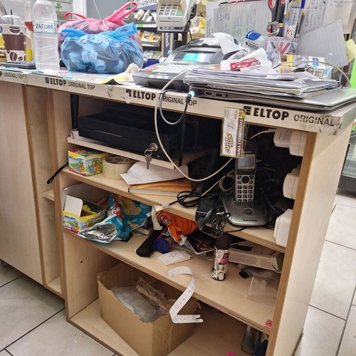 Wooden Wall Shelves and Corner Cashier Furniture used