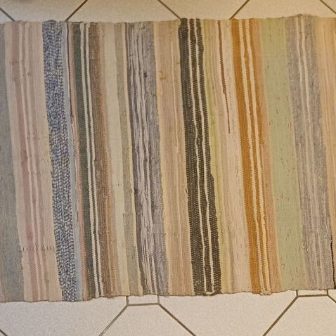 Traditional handmade woven rag rug like new 270x72cm