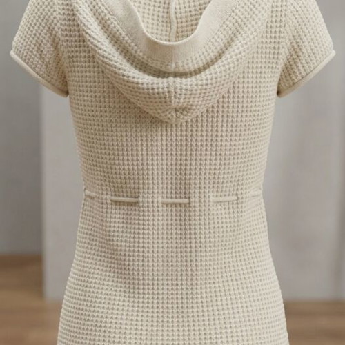 Knitted beige short-sleeve top with hood Jennyfer size S like new